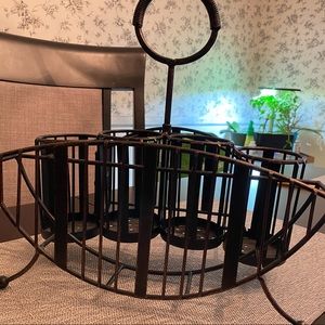 Black metal utensils caddy